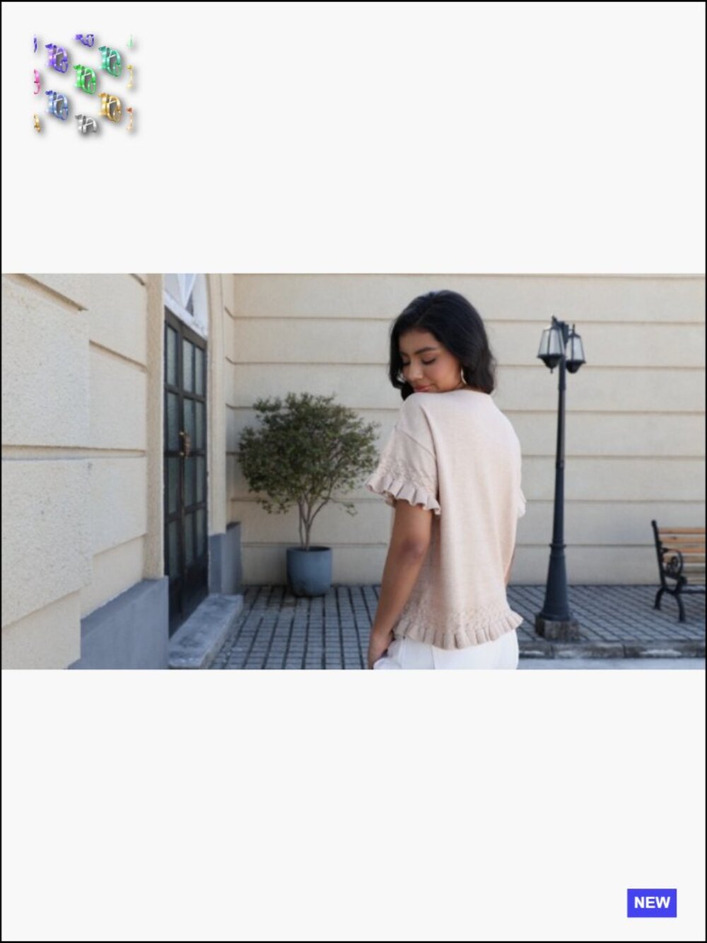 Oversized Knit Cropped Sweater Short Sleeve Crewneck Ruffle Hem Blouse - Picture 7 of 7